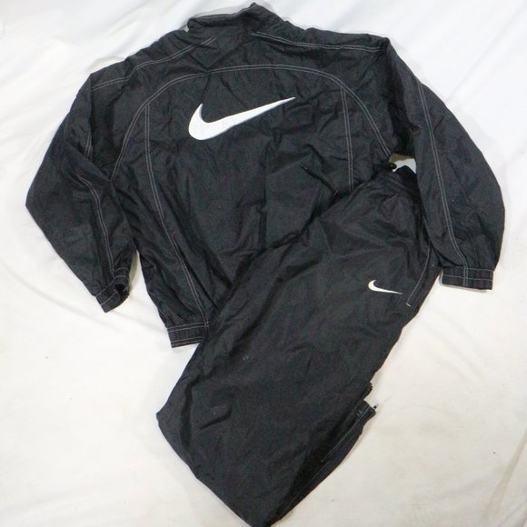 Nike Other - Vintage NIKE Big Swoosh Blk/White Track Suit Set